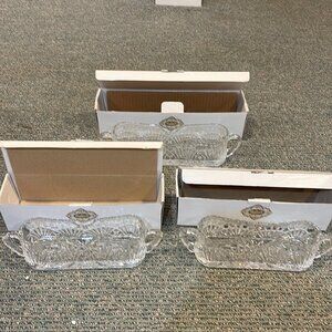 Set of 3 Crystal flatware caddies
